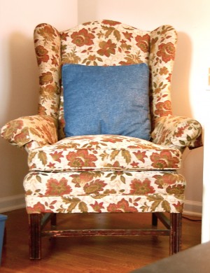 thrift store wingback chair