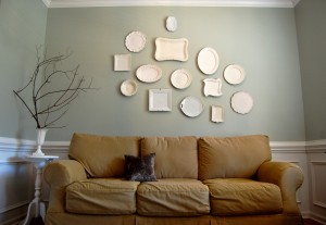 hanging white dishes