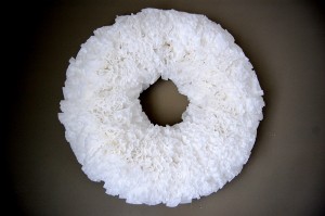 hot glue a coffee filter wreath