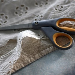 Lace and Drop Cloth Corners cutting