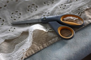 Lace and Drop Cloth Corners cutting