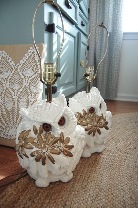 thrifted owl lamps