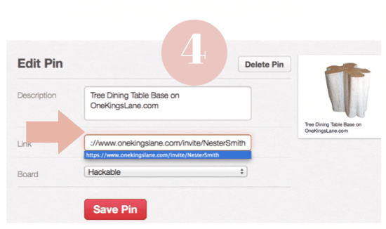 add an affiliate code to pinterest