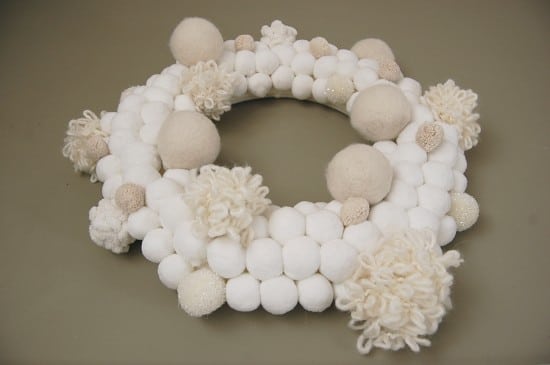 DIY felted wool snowball wreath