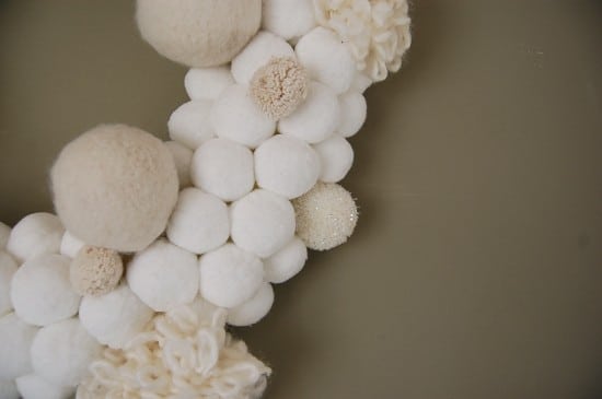 DIY felted wool snowball wreath