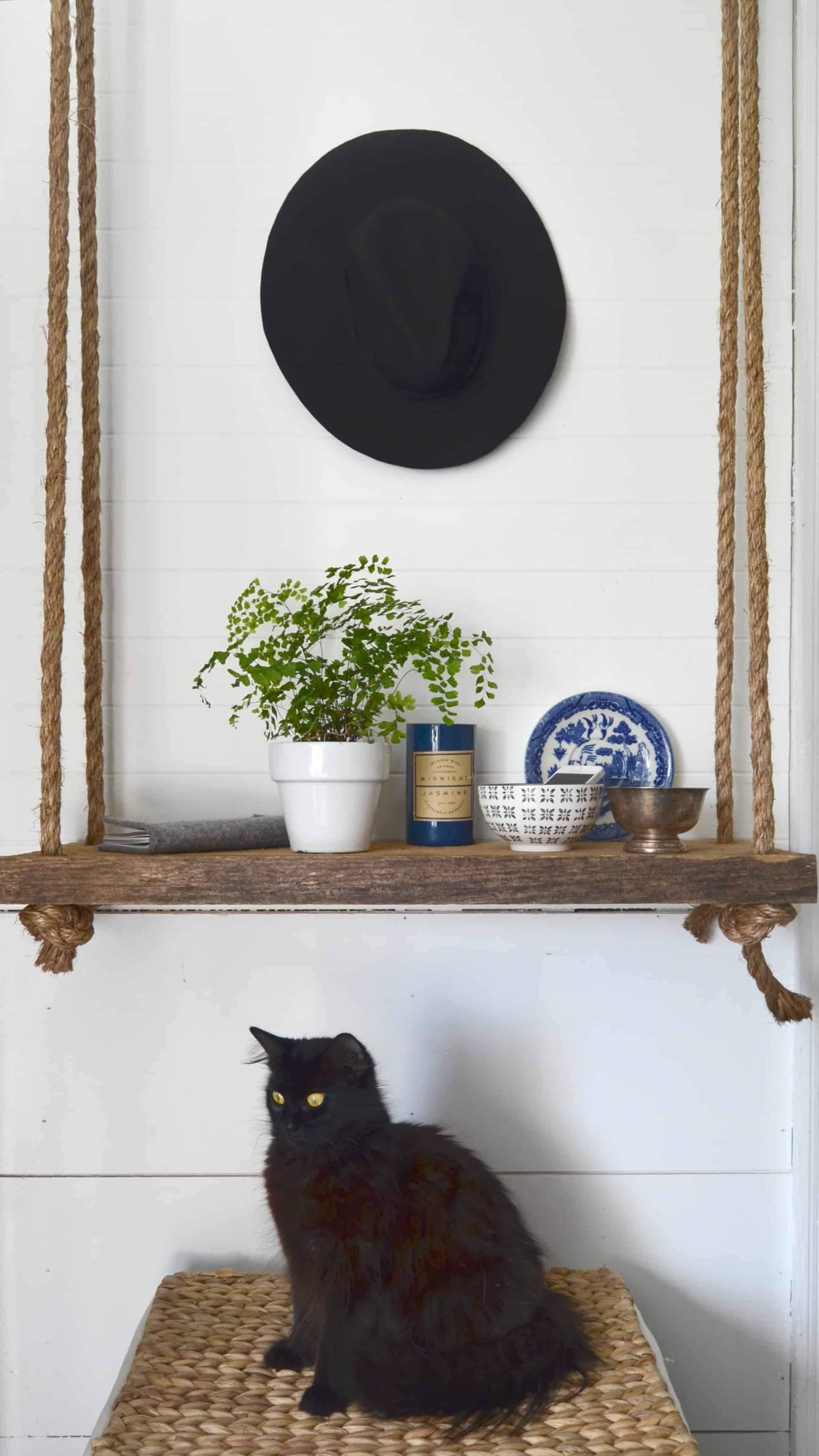 make a wood & rope shelf